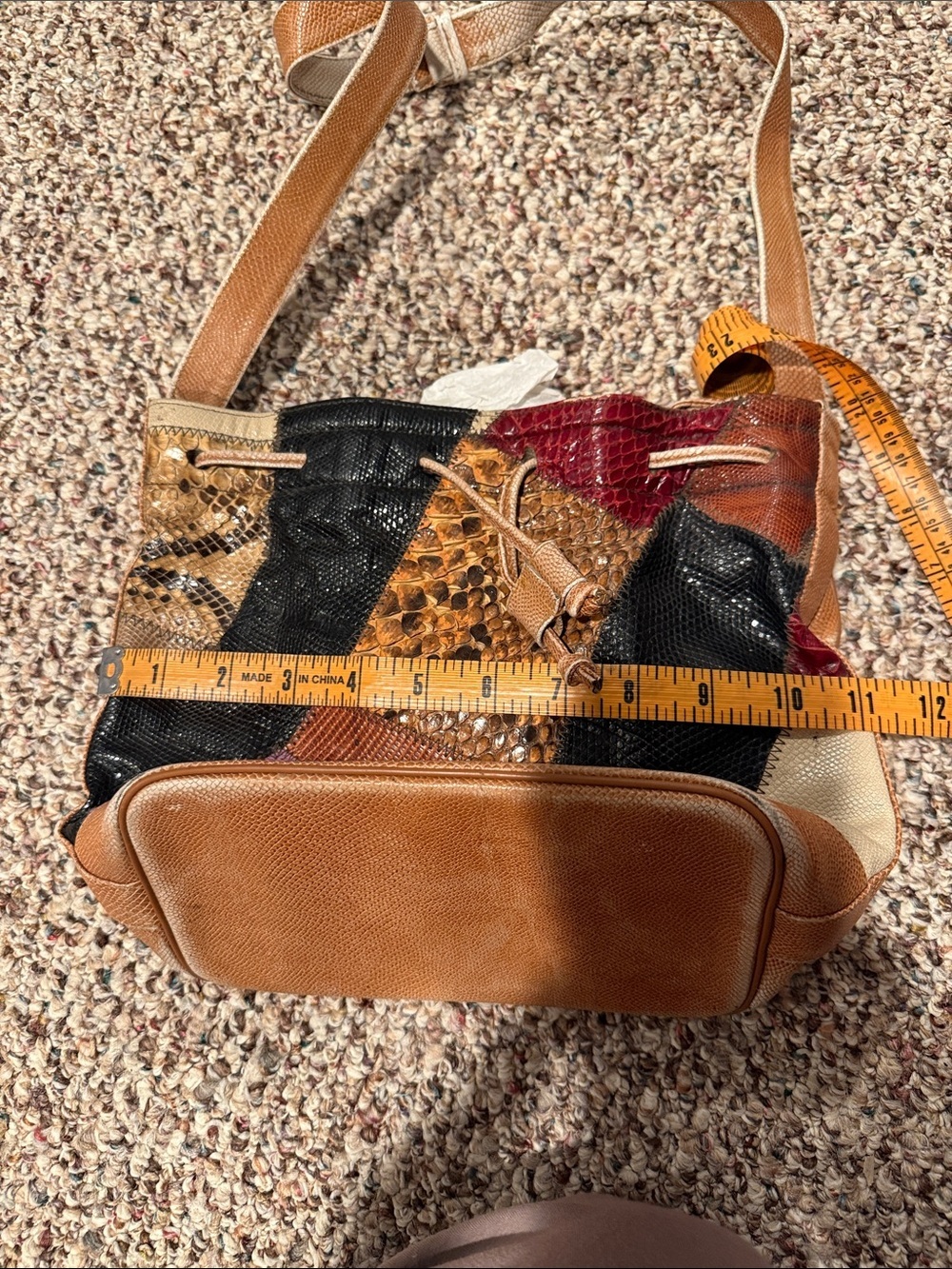Vintage Caprice Patchwork Snakeskin Bucket Bag Satchel Handbag/Purse - Picture 12 of 12